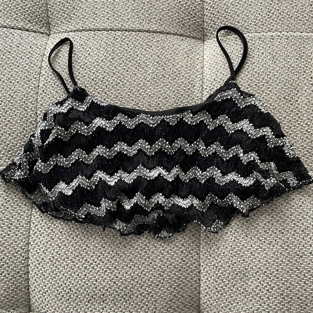 Silver and Black detailed crop top